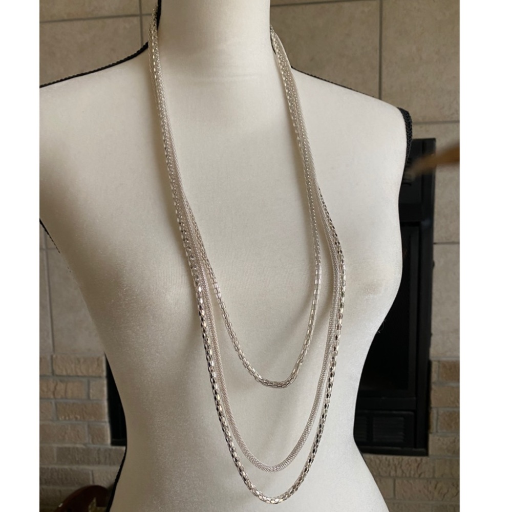 3 tier silver fashion necklace